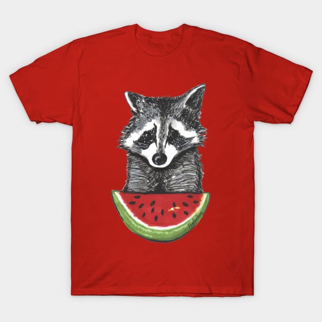 Racoon and watermelon T-Shirt by Pendientera